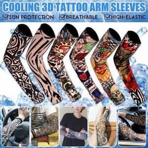 6Pcs Outdoor Cycling Temporary Tattoo Sleeves Nylon Arm Sleeves Cool UV Sun Protection Stockings for Men Women
