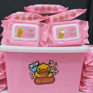 (10 × 80 Sheets) QianHui SoftCare Face Wet Wipes – Pink Edition Bucket Pack