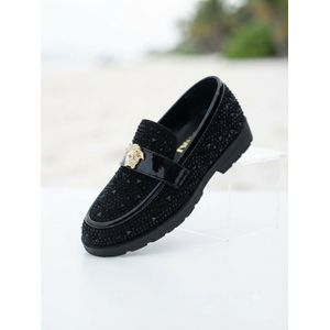 Haki Cooperate Men's Studded Rhinestone black Loafers