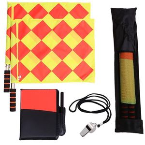 Soccer Referee Flags Set with Red Yellow Cards and Metal Whistle - Professional Hand Signal Flags for Soccer Matches & Coaching