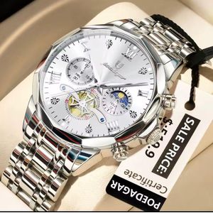 POEDAGAR Men’s Original Luxury Wristwatch – Waterproof Stainless Steel Quartz Chronograph Watch - color: Silver