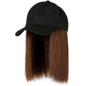 Short Straight Wig with Beanie for Women, Baseball Cap Style