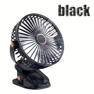 3-in-1 Rechargeable Clip Fan with LED Light – Wall Mounted / Desk / Clamp Fan, 720° Rotation, 5 Speeds, USB Type-C -Black