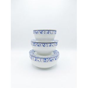 3piece Luxury Floral Thick Ceramic Casserole Serving Bowls Set with Lids/ Ceramic Soup Bowl Set with Multipurpose Lids