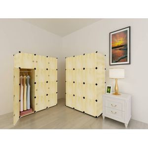 Lindy 12 Cubes Plastic Wardrobe - Yellow Wood