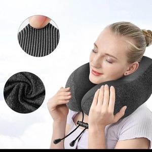 TVG Picture colour travel neck pillow foldable potable with drawstring carrying bag 