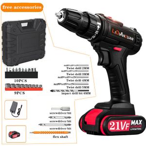 32PCS portable cordless drill set with cyclic battery drive -26 variable speed - Black