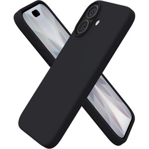iPhone 16 Case, Liquid Silicone Phone Case, Full Body Protective Cover, Shockproof Cover with Microfiber Lining (Black)