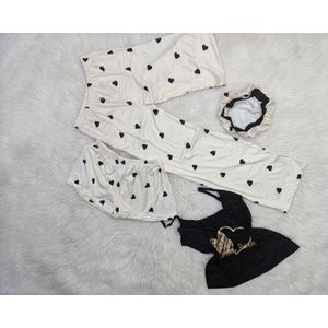 4 pieces ladies night wear - cream and black 