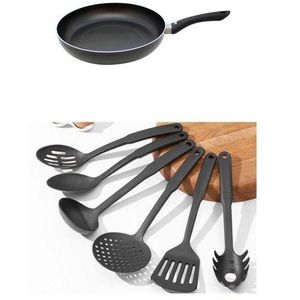 Non Stick Skillet  and Kitchen tools Bundle Set - Black