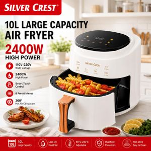 SILVER CREST 10L Extra Large Healthy Air Fryer With Smart Digital Control - 2400W  - White
