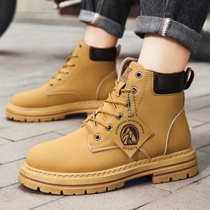 Yellow PU Sneakers for Men - Comfortable Lace-Up Casual Shoes