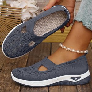 Na Women's Casual Shoes Cross-Border Teme Dropshipping Women's Shoes Fly-Knit Breathable Mom Shoes Shallow Cloth Shoes Lightweight Single Shoes