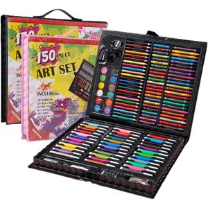 150-Piece Painting & Coloring Kids Art Set & Drawing Kit -  Creative Coloring Kit With Markers, Colored Pencils, Crayons, Markers & Watercolors, Oil Pastels - Black