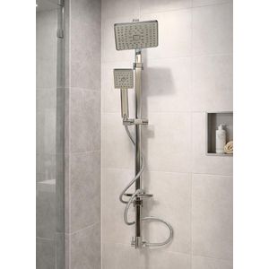 Polished Chrome Coating Fixed & Hand-Held Showerheads Set & Fittings With Soap Dish