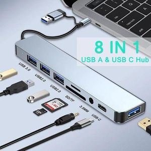 Home Type-C To USB Hub 8-in-1 Docking Station With USB 3.0/USB2.0 Ports