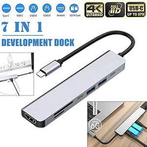 7-in-1 USB-C to HDTV (4K HDMI) + SD/TF + USB 3.0 + PD + USB-C Multiport Adapter Hub