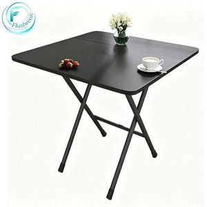 Flushrenic Foldable square table, dining table, office desk, portable square table with foldable legs, camping and picnic table, black