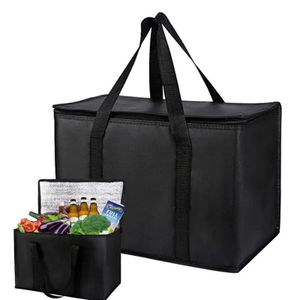 2Pcs Large Capacity Insulated Grocery Bag Foldable Reusable Soft Cooler Bag