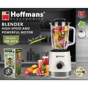 Hoffmans 1200W High-Speed Glass Jar Blender – Electric Food Processor & Smoothie Maker (HM-2075) 