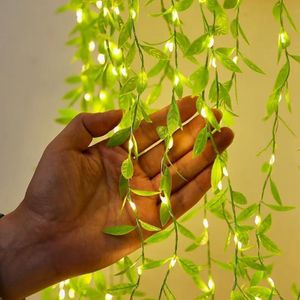 5M 50LED Willow Leaf Vine String Lights, USB Powered, Artificial Leaf Curtain Lights