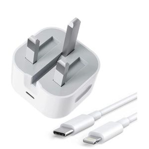 USB-C Fast Wall Charger with Lightning Cable - 3- Pin Plug For iPhone & iPad