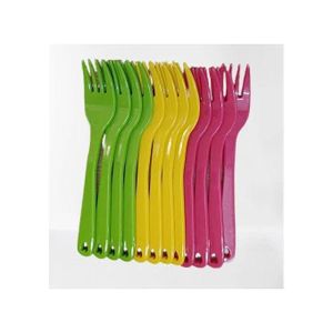 12 Pieces Plastic Forks-Multicolour