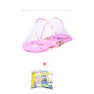 New FOLDABLE BABY CRIB WITH MOSQUITO NET PLUS 6PCS OF HANDKERCHIEFS- PINK