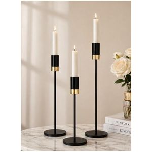3Pcs European Style Skinny Candlestick Holders for Home Decor, Dinner Party & Weddings