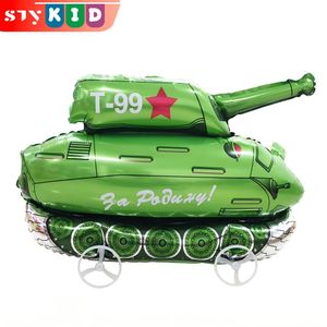 STY Children's Foil Balloon With Wheels & Pull Ropes Balloon Tank Vehicle-shaped Balloons