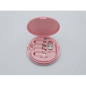 60W Multi-Functional Fast Charging Cable Kit with Phone Holder Case – 6-in-1 Universal Cable Adapters & SIM Ejector Set – Pink