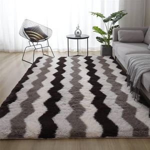 160cm x 230cm Fluffy Carpet Rug For Bedroom Living Room-Black/White/Grey