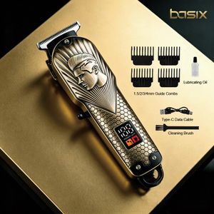 Basix Hair Clippers for Men Professional - Cordless Barber Clippers for Hair Cutting & Grooming Rechargeable Beard Trimmer with Charge level display