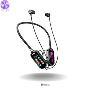 Wireless Neckband Headphones with HD Color Screen, Karaoke Live-Streaming Modes, Bluetooth 5.4, and Ultra-Low Latency E-Sports Gaming Performance for Immersive Audio