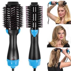 Hair Care Set - Hot Air Blow Dryer Brush & Curler - Hair Straightener& Styler - 1100W  - Black/Blue
