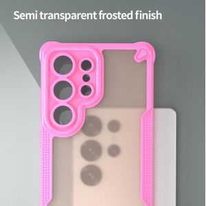 New Luxurious And Elegant Semi-Transparent Phone Case Designed for Samsung Galaxy, Featuring a Pleasant Frosted Texture And Protective Airbags at The Corners, Pink..
