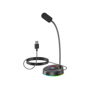 USB Microphone RGB Color Computer Laptop Microphone (D9 x H29.5)cm / (D3.5 x H11.6)inch - Grey