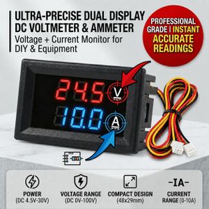 DC Voltmeter Ammeter 0-100V 10A Dual LED Display Voltage Current Meter