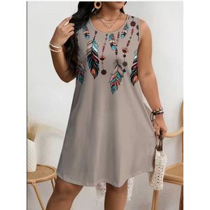 Plus-Size Vintage Maxi Dress A-Line Elegant Sleeveless Dress