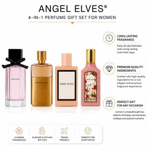 Oem Perfume Gift Set for Women – Angel Elves 4-in-1 Long Lasting Fragrance Collection with Elegant Gift Box