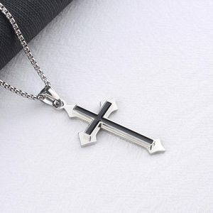Men's fashionable hip-hop style cross necklace Silver