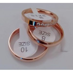 3 Piece Stainless Steel Wedding Ring Set - Rose Gold