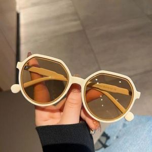 Hexagonal Frame Beige Sunglasses - Lightweight Plastic Sun Glasses, Daily & Streetwear Accessory for Women