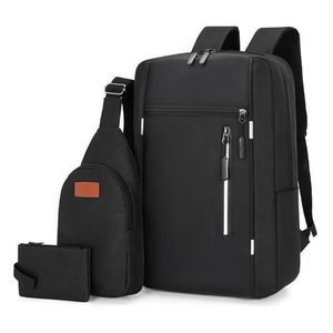 Universal 3 Pcs Business Laptop Backpack Set, Large Water Resistant Travel Bag with Chest Bag & Coin Purse