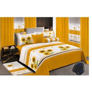 Fashion Cabinet 13-Piece King Size Bedding Set – Complete Luxury Bedding, Curtains & Carpet Ensemble (Yellow)