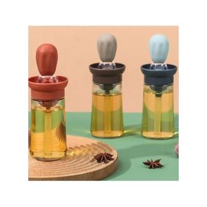 170ML Oil & Juice Measuring Container Bottle With Silicone Brush For Cooking (D2.16 x H7.1)inch
