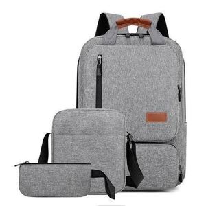 EiFESS 3-Piece Laptop Backpack Set with Shoulder Bag & Accessory Pouch – Grey