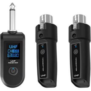 2.4GHz Wireless Microphone T-ransmitter and Receiver, XLR Interface Wireless Microphone System - 1 Receiver + 2 T-ransmitters