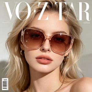 Wei si chuang yi Oversized Pink Sunglasses Transparent Frame Fashion Glasses Trendy Unisex Cat Eye Style Eyewear