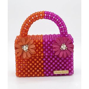 Beads FLORAL PINK & ORANGE BAG